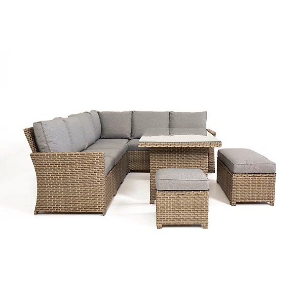 Faro Corner Garden Set with Bench and Stool