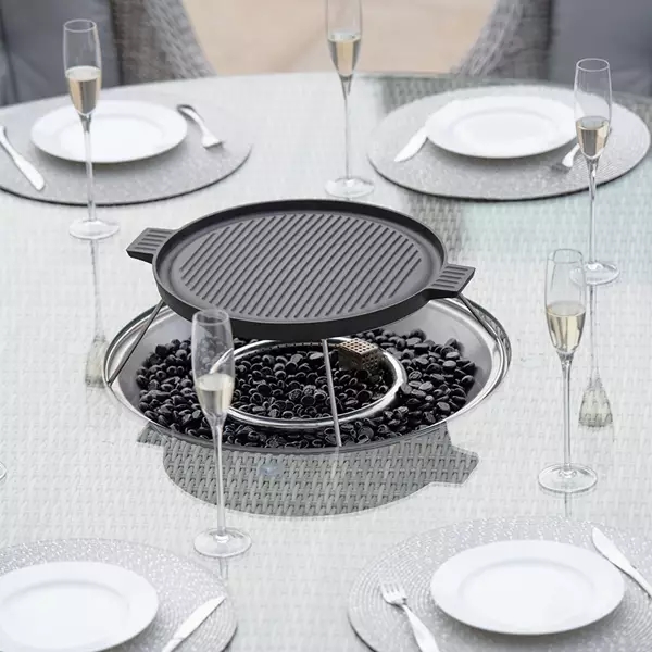 Maze Oxford 6 Seat Fire Pit Dining Set with Ice Bucket and Griddle