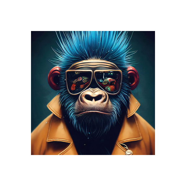 Monkey With Blue Hair Wall Art - Mini