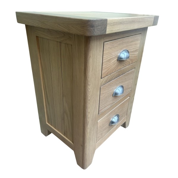 York Oak 3 Drawer Bedside